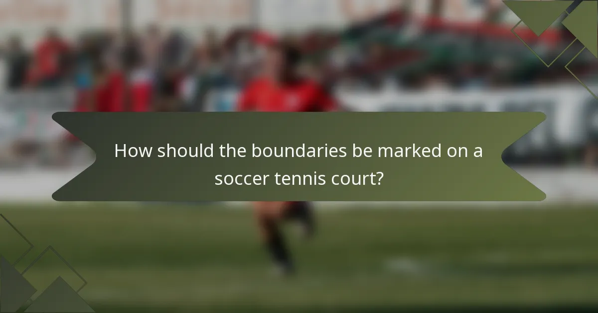 How should the boundaries be marked on a soccer tennis court?